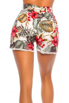 Trendy zomer hoge taille-shorts met print wit